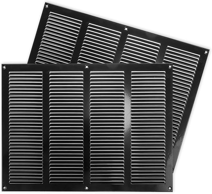 Repa Market 2-Pack Air Vent Cover 16x12 Inch Black Galvanized Steel Louvered by RepaMarket