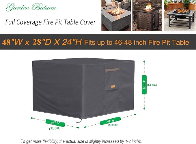 Fire Pit Cover 600D Heavy Duty Waterproof Fabric - Image 2
