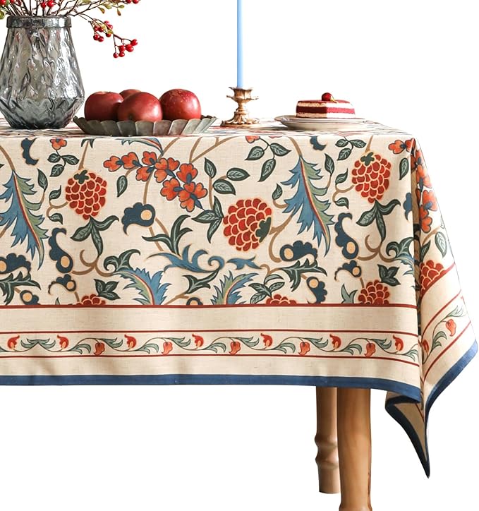 patdrea Designer Vintage Linen Small Square Tablecloth, French Anti-Wrinkle by Welcometopatdrea