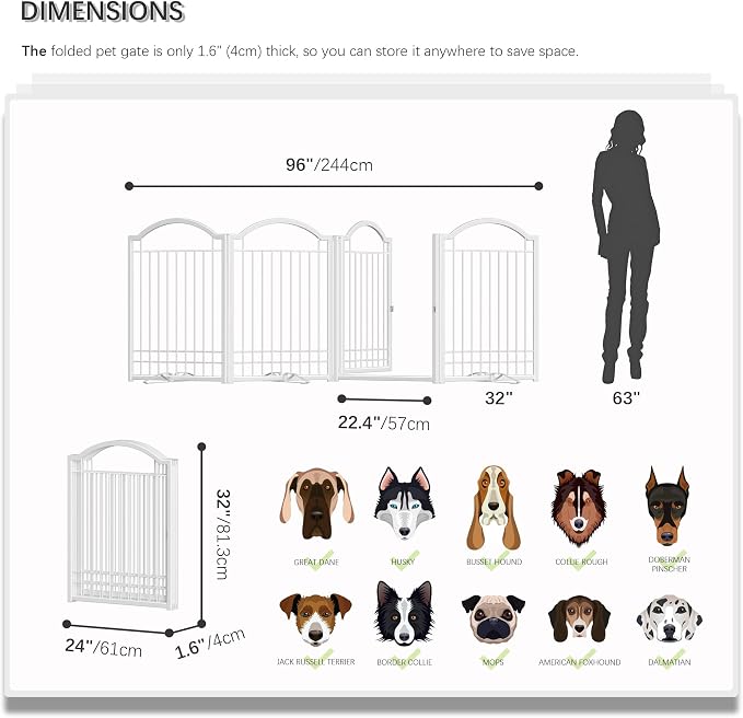 4NM Metal No Drilling Expandable Dog Gate, Extra Wide 96", Extra Tall 32" Free - Image 4