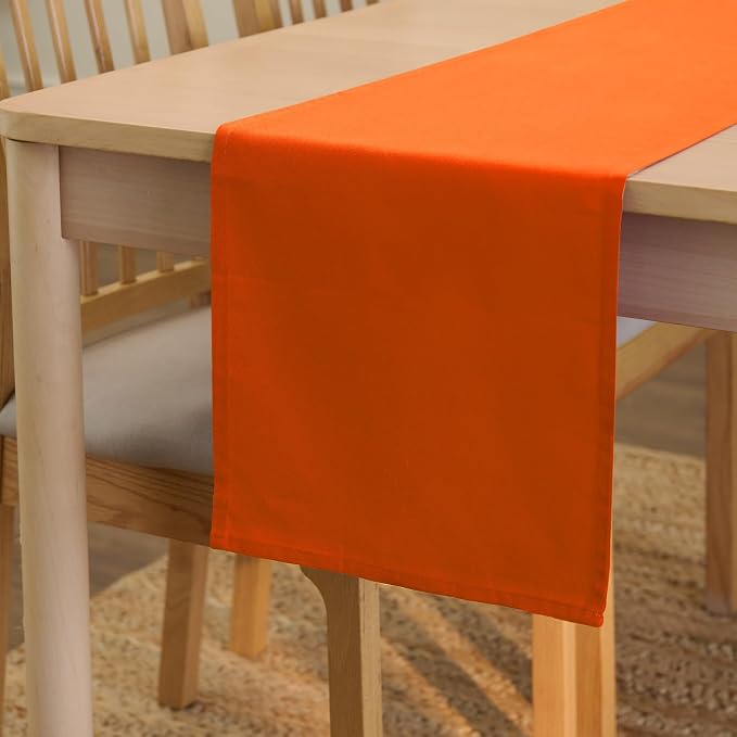 Encasa XO Table Runner 13"x91" Long | Cotton Canvas Fabric | Orange Solid Color by EncasaXO