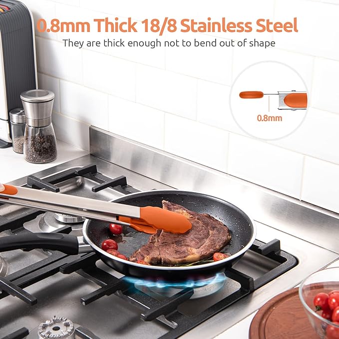 Tongs 16-Inch Silicone-Tipped Locking Grill Tongs, Orange