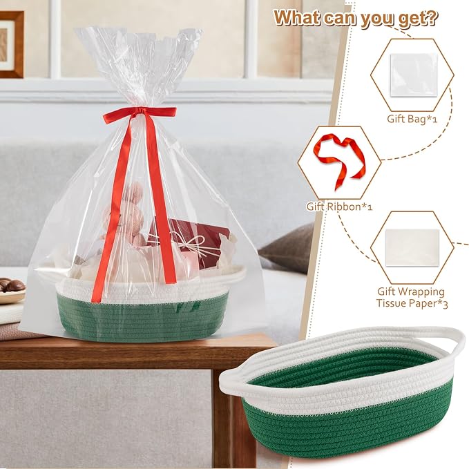 OIAHOMY Gift Basket Empty with Handle, Ribbon and Wrap Tissue Paper, Dog Toy - Image 2