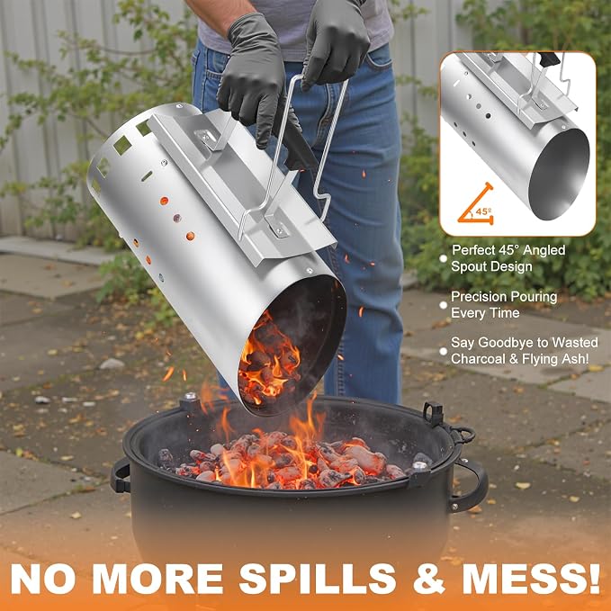 Charcoal Chimney Starter with 24 Pcs Natural Fire Starters, Heavy Duty - Image 3
