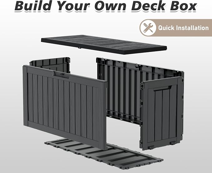 NUNU LAB 75 Gallon Outdoor Storage Box, Deck Box Resin Large Sturdy, Backyard - Image 5