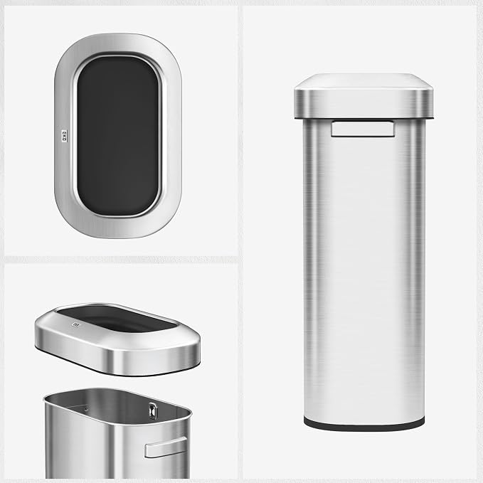 EKO Urban 24 Gallon/ 90 Liter Open Top Stainless Steel Slim Commercial Trash Can - Image 8