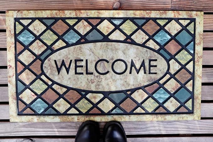 CHICHIC Blue Welcome Door Mat 17x 30 Inch Front Doormat Outdoors - Image 7