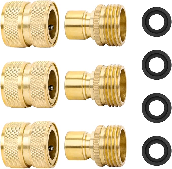 STYDDI Brass Full Flow Garden Hose Quick Release Connect Adaptor Fitting by STYDDI