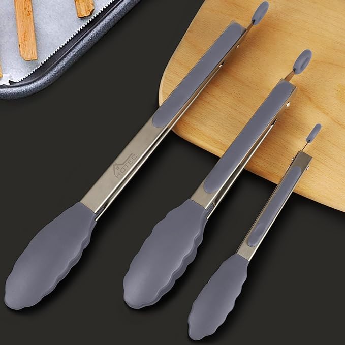 HOTEC Premium Stainless Steel Locking Kitchen Tongs - Image 6