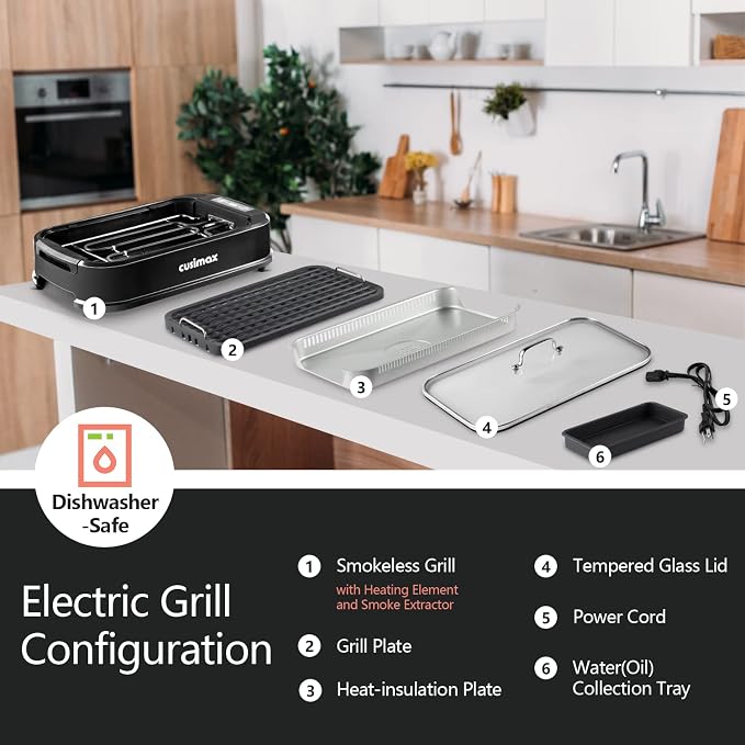 Smokeless Grill Indoor, CUSIMAX Electric Grill, 1500W Portable Korean BBQ Grill - Image 8