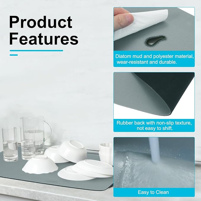 uxcell Silicone Mats for Kitchen Counter, 23.6" x 15.7" Non-Slip Countertop - Image 3