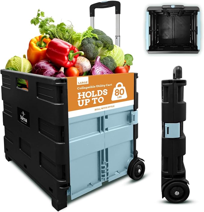 Inspired Living Ultra-Slim Rolling Collapsible Storage Pack-N-Roll Utility-carts by Inspired+Living