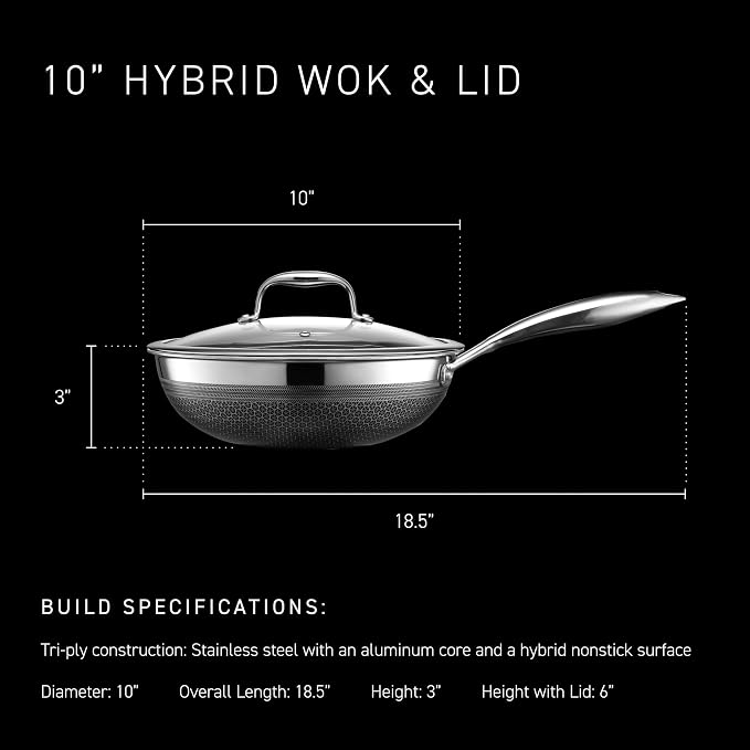 HexClad Hybrid Nonstick 10-Inch Wok - Image 3
