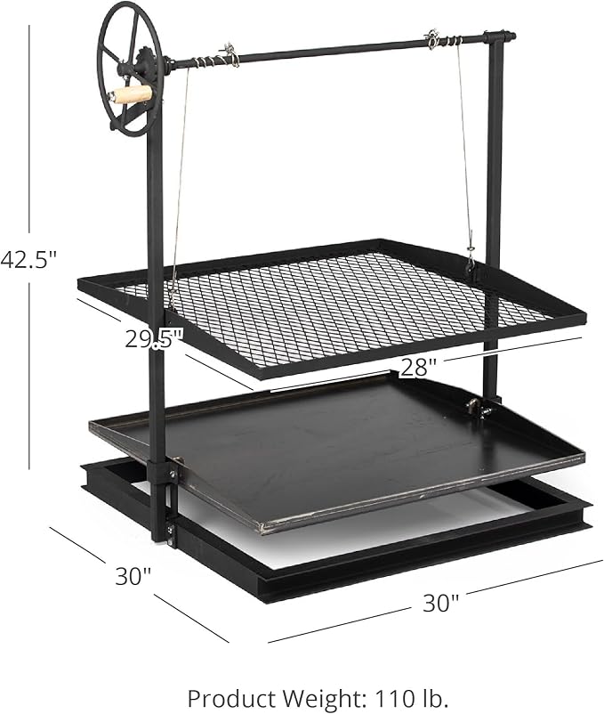 TITAN GREAT OUTDOORS Ash & Ember Adjustable Campfire Asado Grate and Griddle - Image 9
