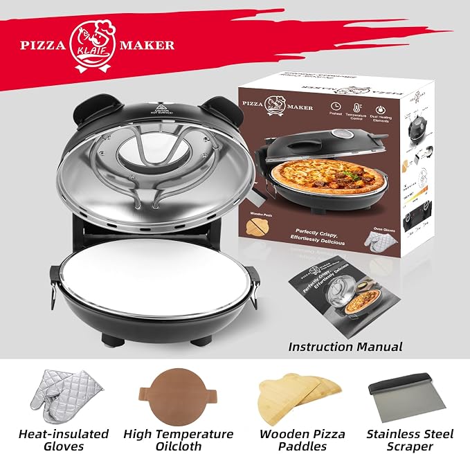 KLAIF 12" Electric Countertop Pizza Oven Indoor - Image 4