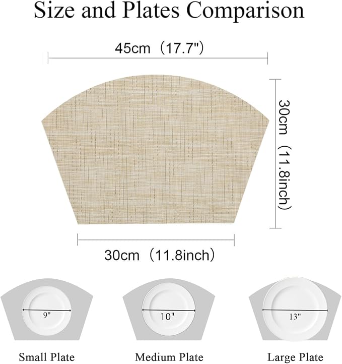 SHACOS Small Round Table Placemats Wedge Placemat Set of 4 Non Slip Heat - Image 3