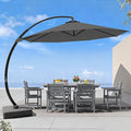 7 Piece Patio Dining Set with 11ft Patio Umbrella, 7 Gray Outdoor HDPE Dining by Unknown