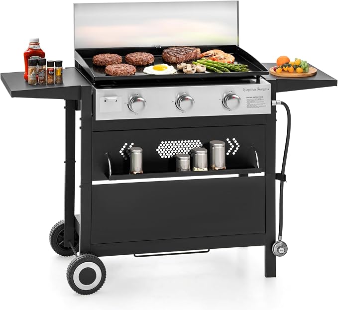 MFSTUDIO 27 Inch Flat Top Propane Gas Griddle Grill, Ceramic Coated Cast Iron by MFSTUDIO