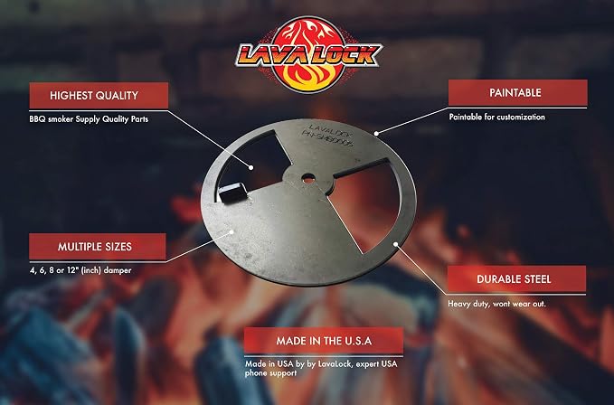 LavaLock Smoker Pinwheel bbq air damper pit grill vent, STEEL 4 6 8 12 - Image 2