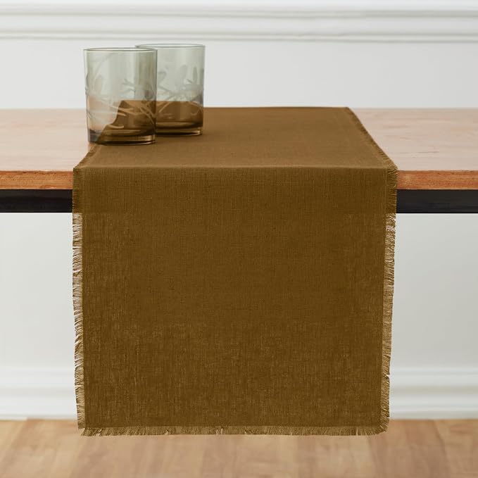Solino Home Fringe Linen Table Runner 72 Inches Long - Image 2