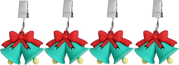 TwoFish Home Set of 4 Xmas Bell Tablecloth Weights Clips Handicraft Xmas Bell by TwoFishHomeFashionLLC