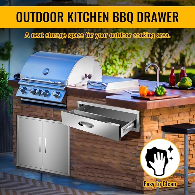 Outdoor Kitchen Stainless Steel Triple Access BBQ Drawers - Image 6