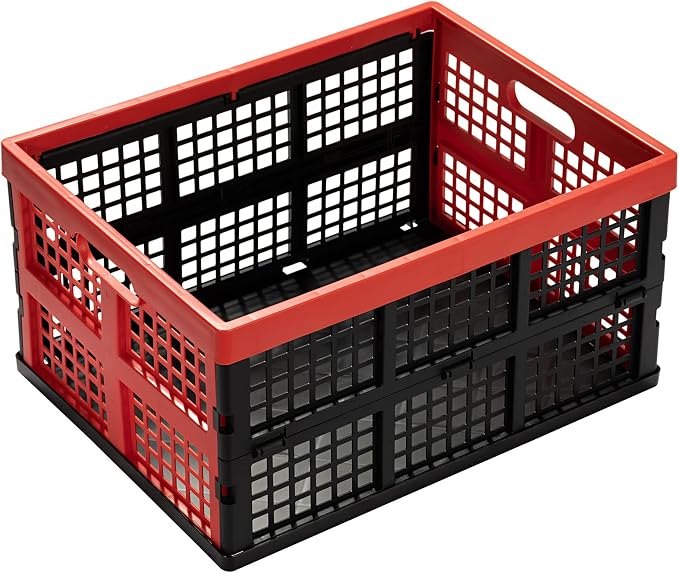 34L Large Plastic Folding Storage Crates, Collapsible Crates - Image 2