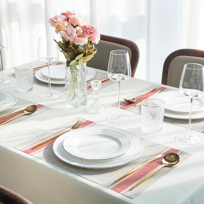 Placemats Set of 6 Vinyl/Plastic Woven Place Mats - Image 7
