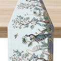 Blue Peacock Table Runner, Rustic Light Blue Crane Floral Branch Table Center by Unknown
