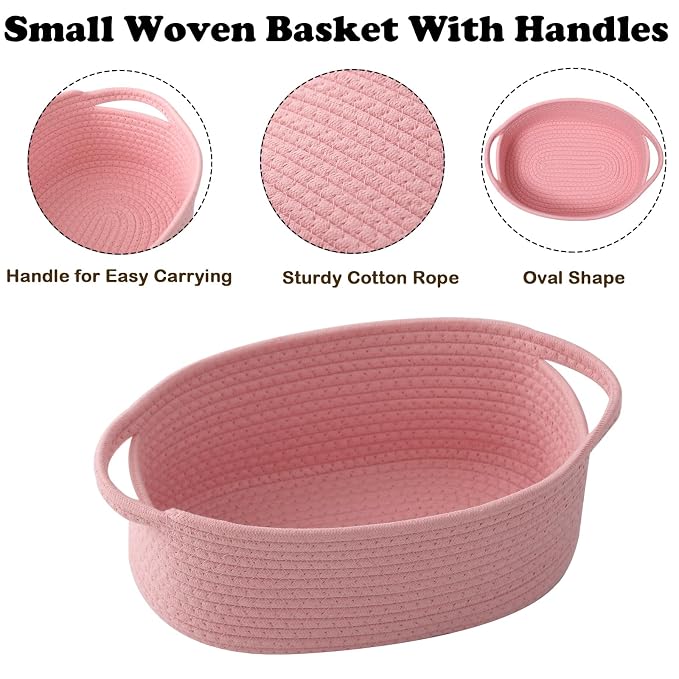 Gift Basket with Gift Bag and Ribbons, Small Rope Woven Shelf Storage, Baskets - Image 3