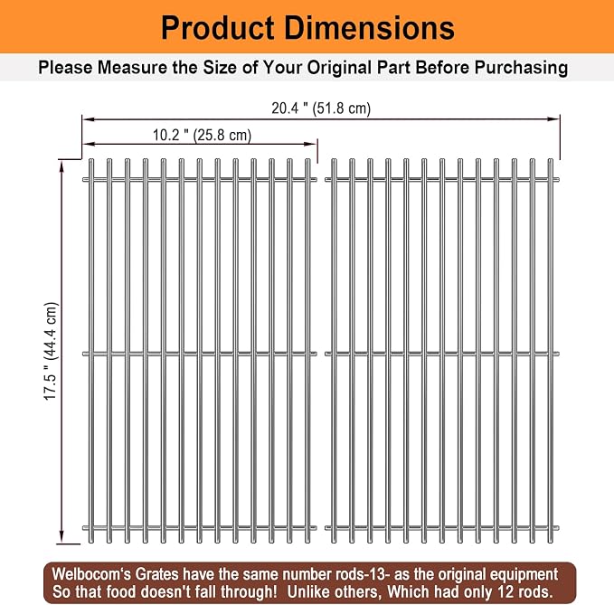 17.5" Grill Grates for Weber Spirit E210 E220 & Spirit II E210 E220 Series - Image 2