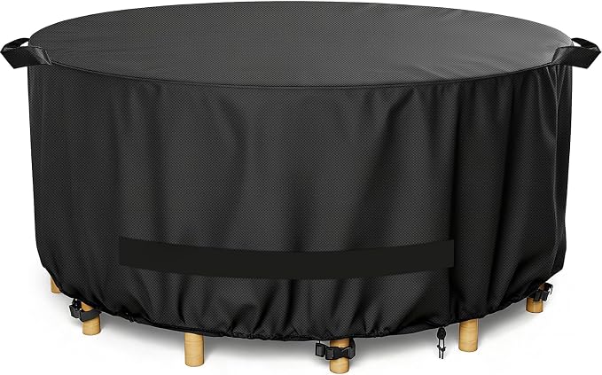LBTING Round Patio Furniture Cover, Outdoor Table Chair Set Covers 62Dia x 28H by LBTING