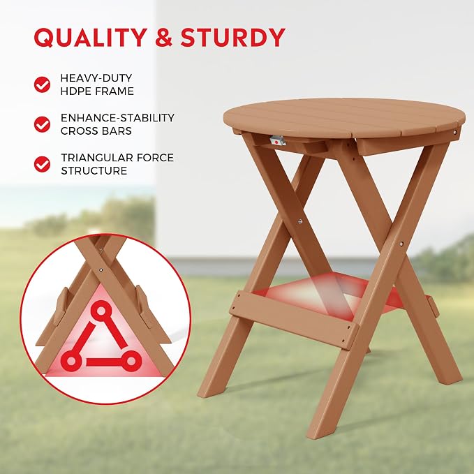 Costaelm Paradise 3-Piece Outdoor HDPE Folding Patio Bistro Table and Chairs - Image 9