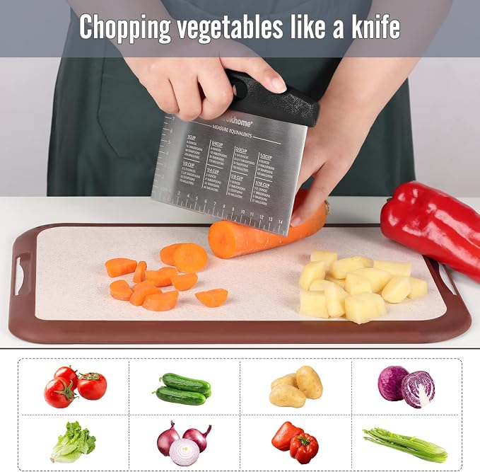 Ourokhome Dough Pastry Bench Cutter Scraper, Stainless Steel Pizza Cutter - Image 4