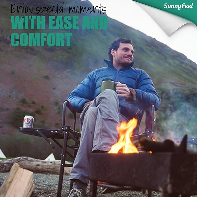 Camping Directors Chair, Blue, Steel Frame, 300 lb Capacity