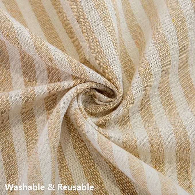 TruDelve Cotton Table Cloth Square Tables Beige Striped Tablecloths Fall - Image 6
