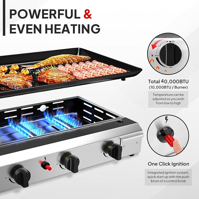 ROVSUN 4 Burner Portable Propane Griddle - Image 2