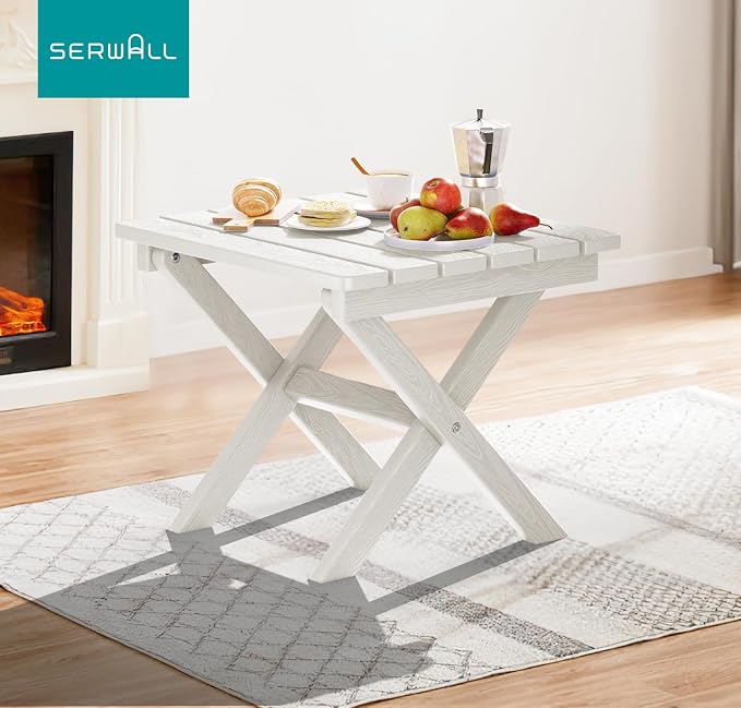 SERWALL Portable Folding Adirondack Side Table, HDPE Small Outdoor End Table - Image 8