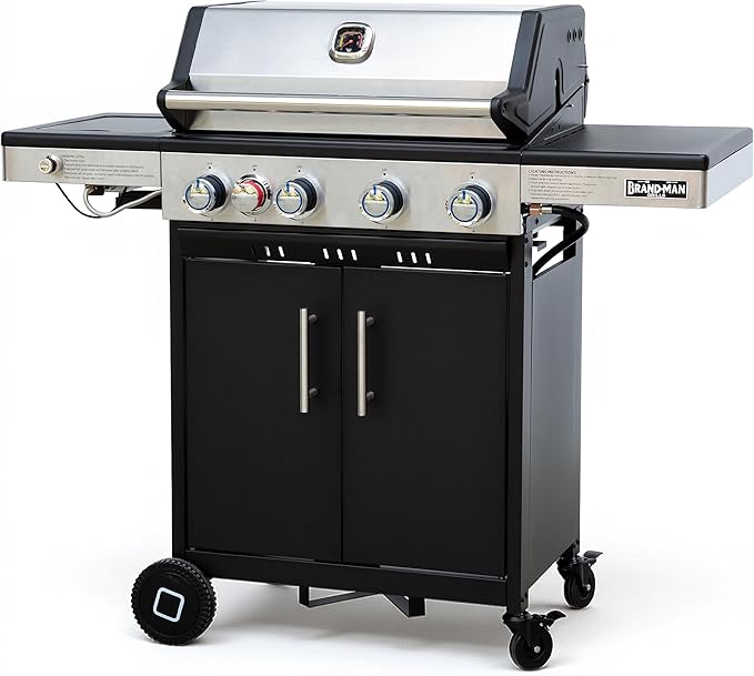 Brand-Man Portable Propane Gas Grill, 4 Burner Compact Cabinet Style Gas BBQ by Brand-ManGrills