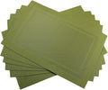 Gugrida Placemats Set of 6 Plaid Checkered Green PVC Placemat by Gugrida