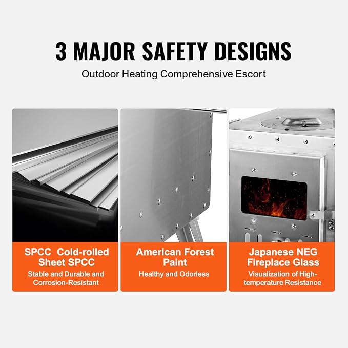 VEVOR Camping Wood Stove Stainless Steel Camping Tent Stove, Portable Wood - Image 6