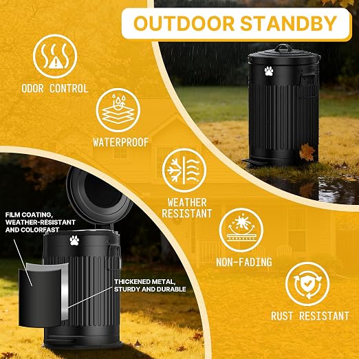 Dog Poop Trash Can Outside, 20L/5Gal Metal Outdoor Trash Can - Image 4