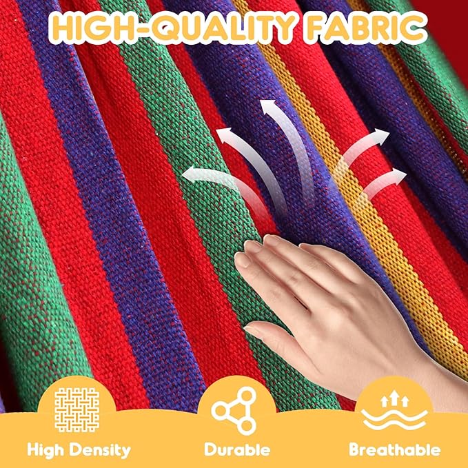 Hammock in Red Cotton with 660 lb Capacity and Anti-Rollover Design