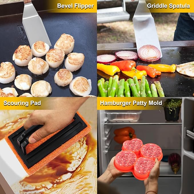 Barbecue Tool Set, 132-Piece Stainless Steel Griddle Kit with Carrying Bag