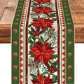 Christmas Flower Table Runner Burlap Kitchen Dining Linen Table Decoration by Worltoldb