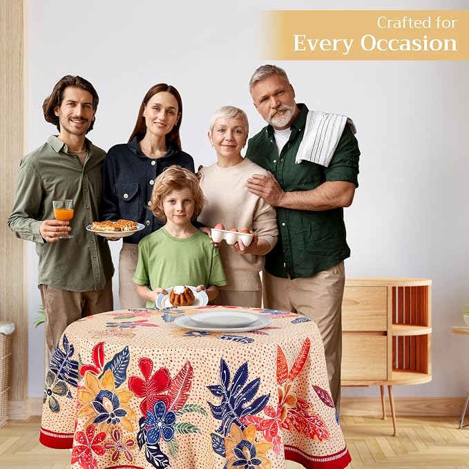 Maison d' Hermine Table Cloth Round Table 100% Cotton 63 Inches Fall Tablecloth - Image 6