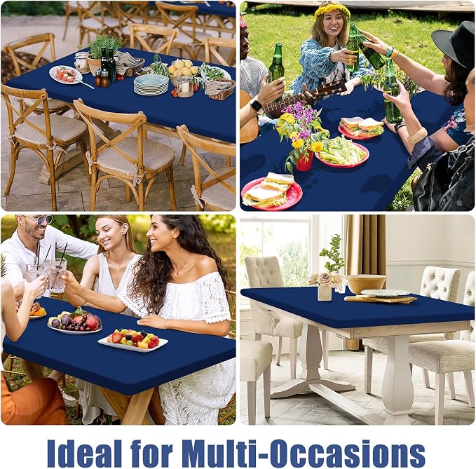 Spandex 8 Foot Rectangle Table Cloth 6 Pack, Elastic Fitted Tablecloths - Image 9
