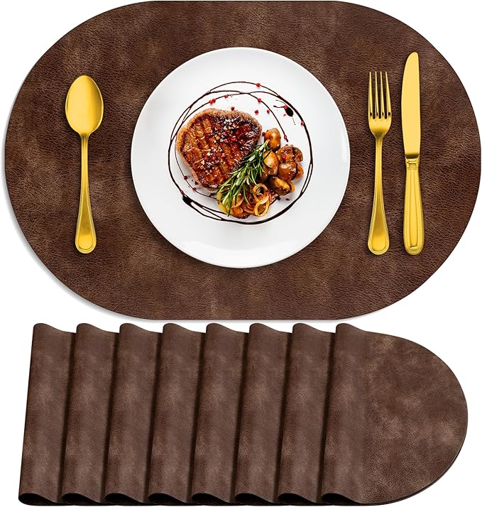 ADRIMER Placemats, Heat Resistant Oval Placemats Set of 8 Washable 12 x 17 Inch by Adrimersdreamistobeanindispensablecompanioninyourlife
