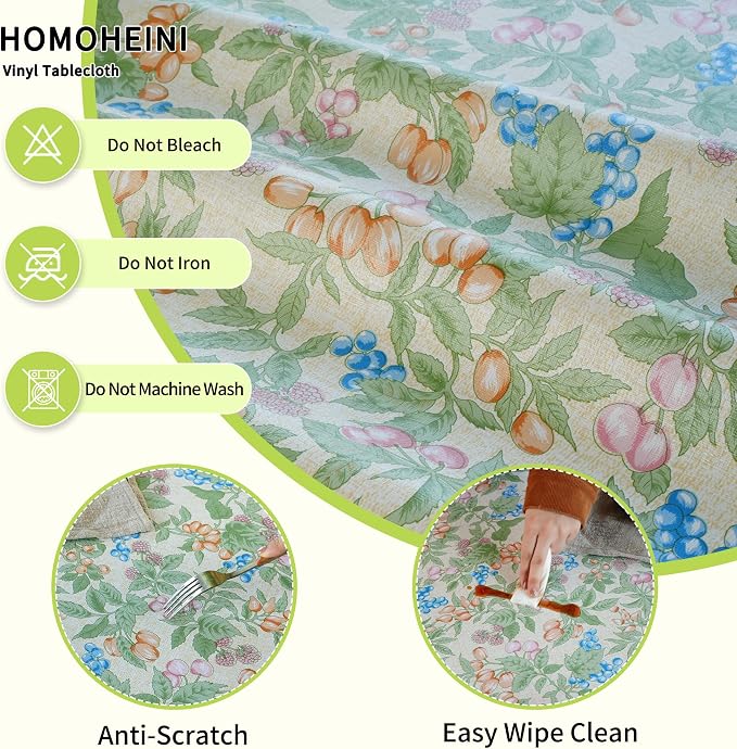 Rectangle Picnic Table Cloth, Elastic Waterproof Fitted Vinyl Tablecloths - Image 3