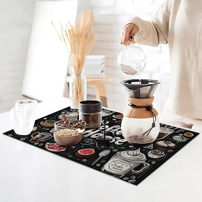 Coffee House Placemats Set of 6, Coffee Menu Table Mates Non-Slip Heat - Image 3